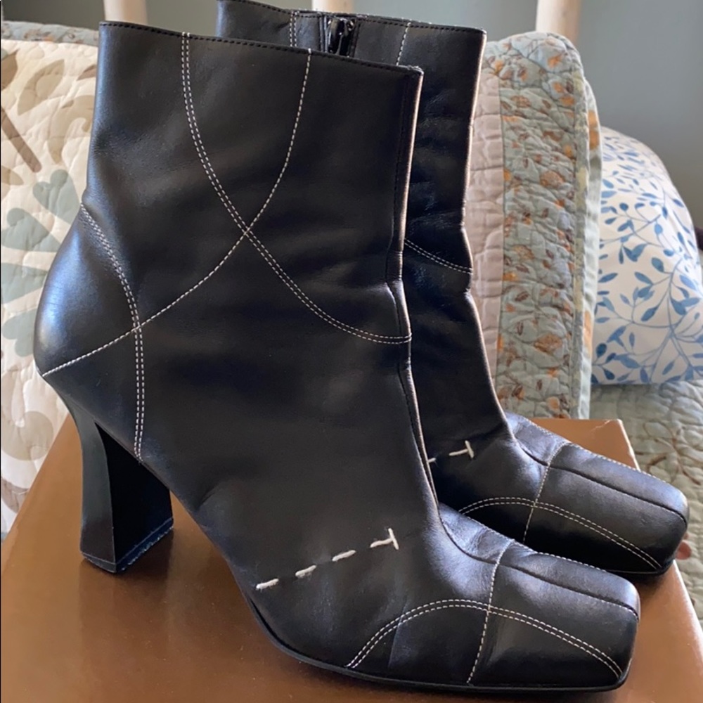 Black Leather Ankle Boots